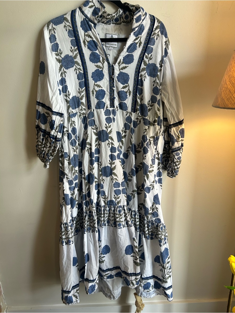SUE SARTOR Flounce Dress | Blue Marigold - Size L